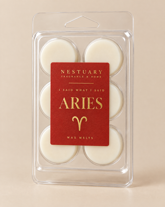 NESTUARY Aries wax melts, red label with gold lettering, I SAID WHAT I SAID