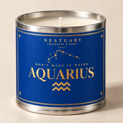Aquarius candle by NESTUARY, tagline Don't make it weird