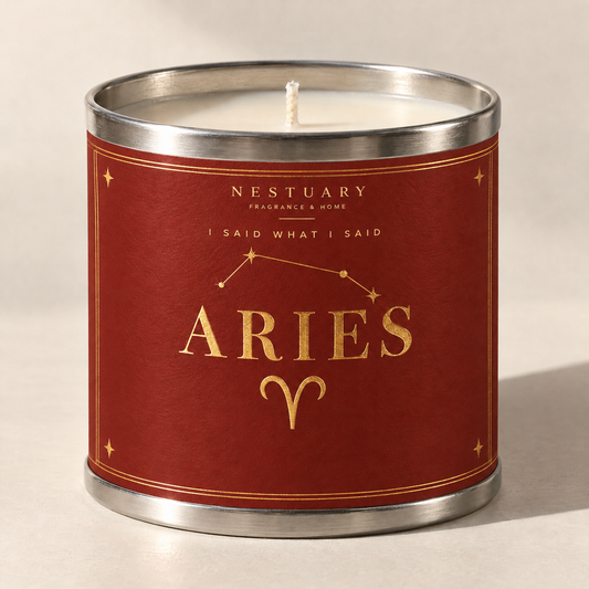 Aries candle by NESTUARY, tagline I said what I said